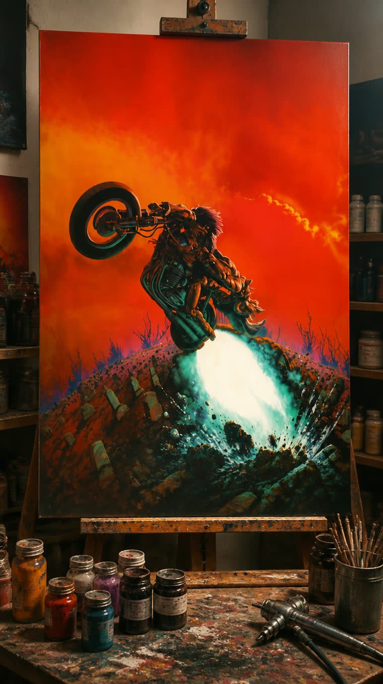 La portada por teléfono: Steinman le dictó a Corben la moto de Bat Out of Hell — Meat Loaf (ilustración 2 de la historia)