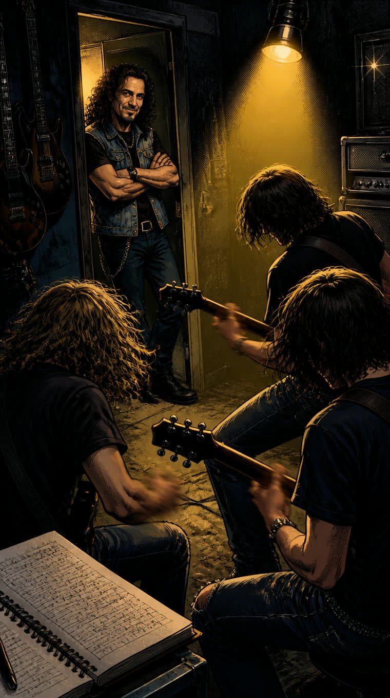 El alumno de Satriani: Kirk Hammett iba en bici a clases de guitarra — Metallica (ilustración 2 de la historia)