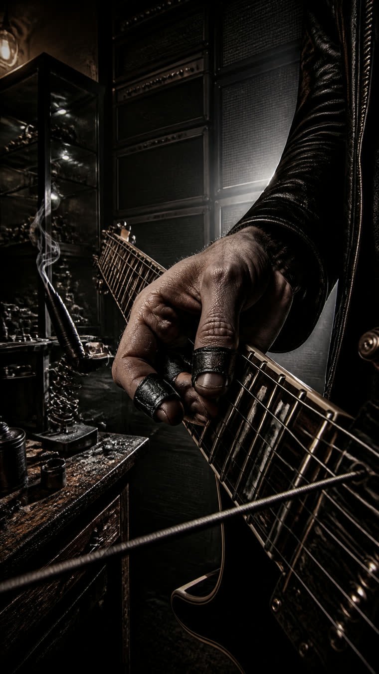 Los dedales de Iommi: la botella de detergente que afinó el metal — Tony Iommi (ilustración 3 de la historia)